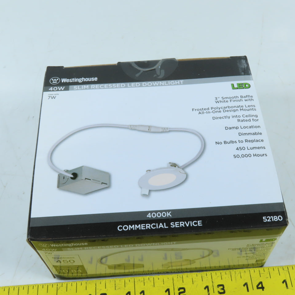 Westinghouse 52180 3" Slim Recessed LED Downlight 4000K 120V Dimmable