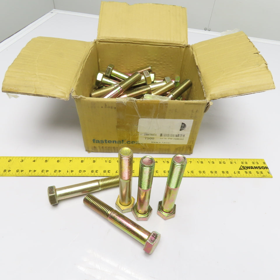 Fastenal 7/8"-9 x 6" Yellow Zinc Hex Head Bolt Gr.8 Lot Of 28