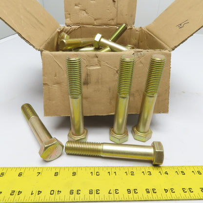Infacso 7/8"-9 x 6" Yellow Zinc Hex Head Bolt Gr.8 Lot Of 34