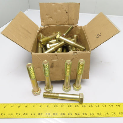 Infacso 7/8"-9 x 6" Yellow Zinc Hex Head Bolt Gr.8 Lot Of 34