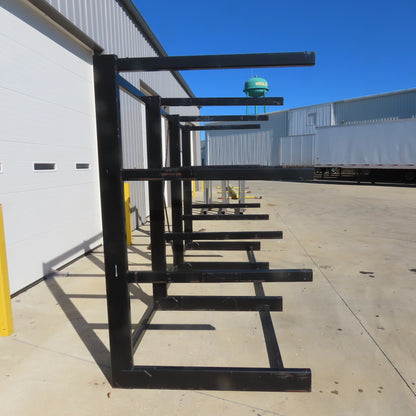 89" Tall Single Sided Welded 4-Post Cantilever Rack 160" Wide x 48" Deep 3-Tier