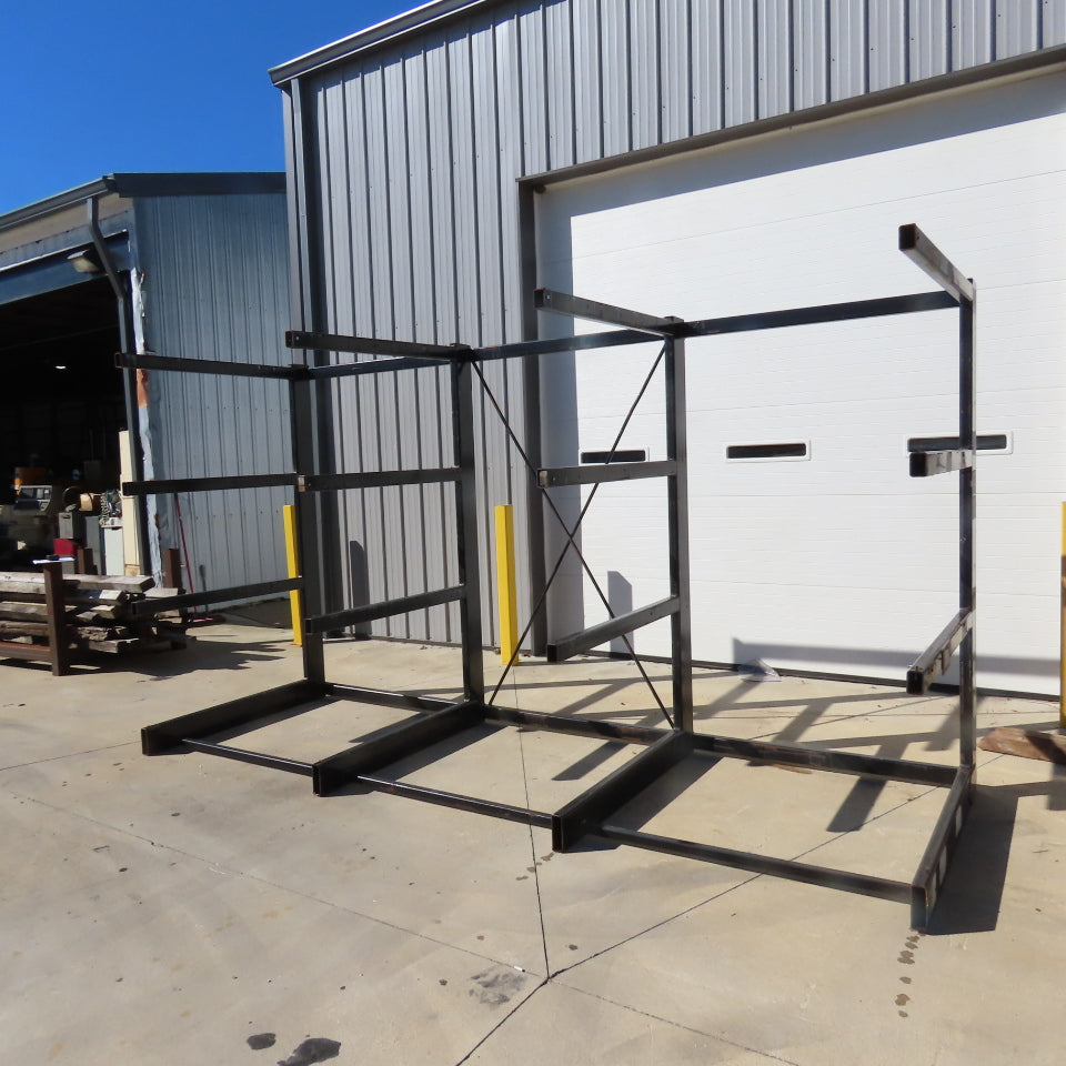 89" Tall Single Sided Welded 4-Post Cantilever Rack 160" Wide x 48" Deep 3-Tier