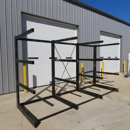 89" Tall Single Sided Welded 4-Post Cantilever Rack 160" Wide x 48" Deep 3-Tier