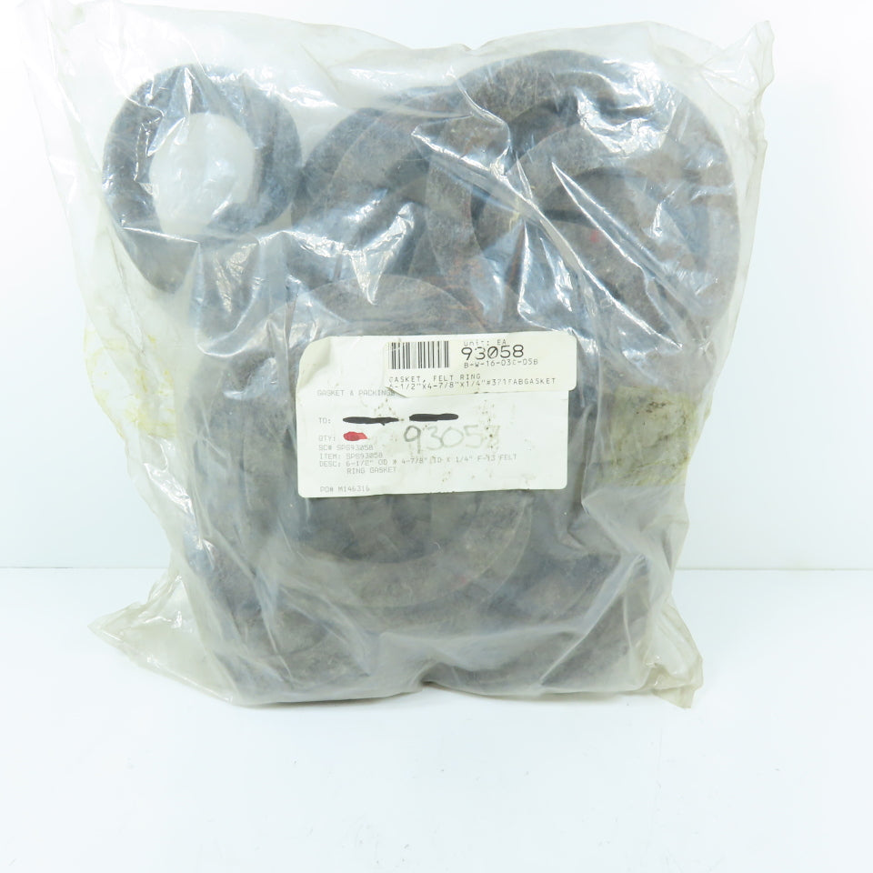 93058 Felt Ring Gasket 6-1/2" OD x 4-7/8" ID x 1/4" Thick Lot Of 50