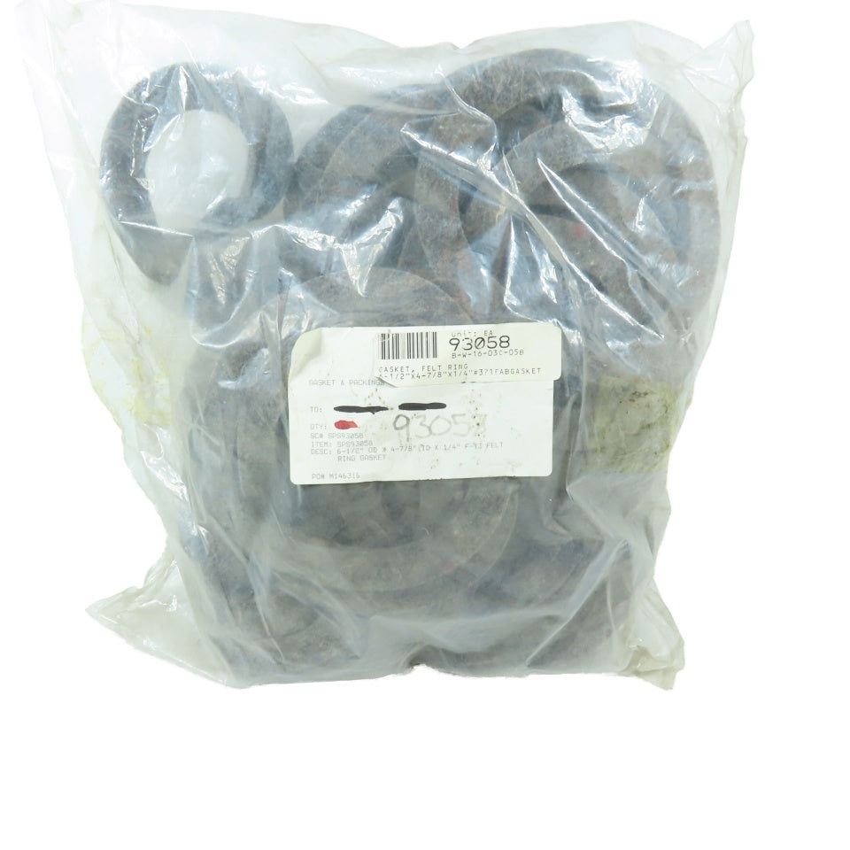 93058 Felt Ring Gasket 6-1/2" OD x 4-7/8" ID x 1/4" Thick Lot Of 50