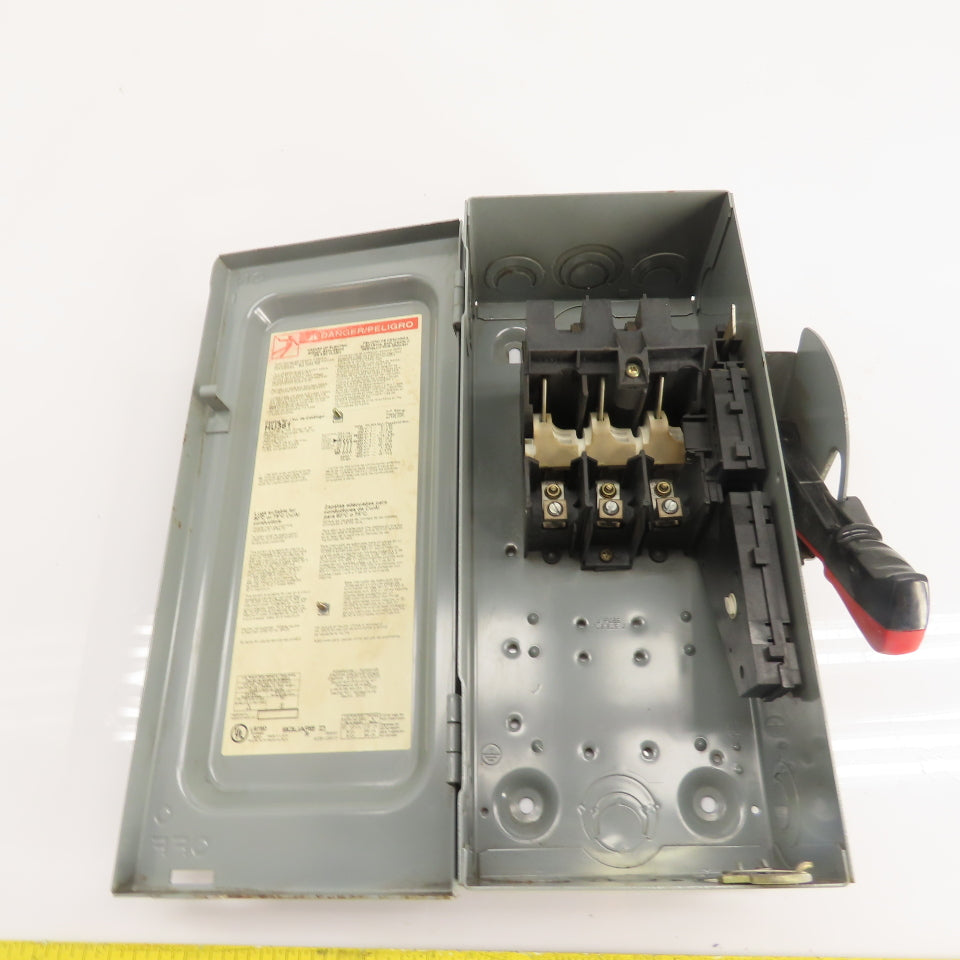 Square D HU361 30A 3-Pole Non-Fusible Heavy Duty Safety Disconnect Switch 600V