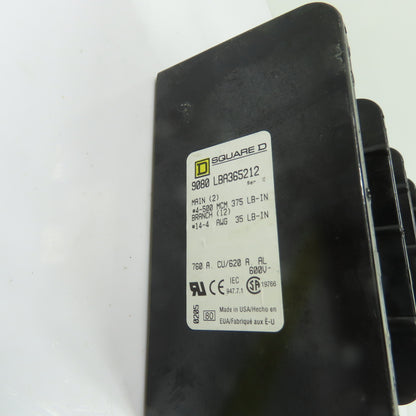 Square D 9080LBA365212 3-Pole Power Distribution Block 760A Cu/620A Al 600V