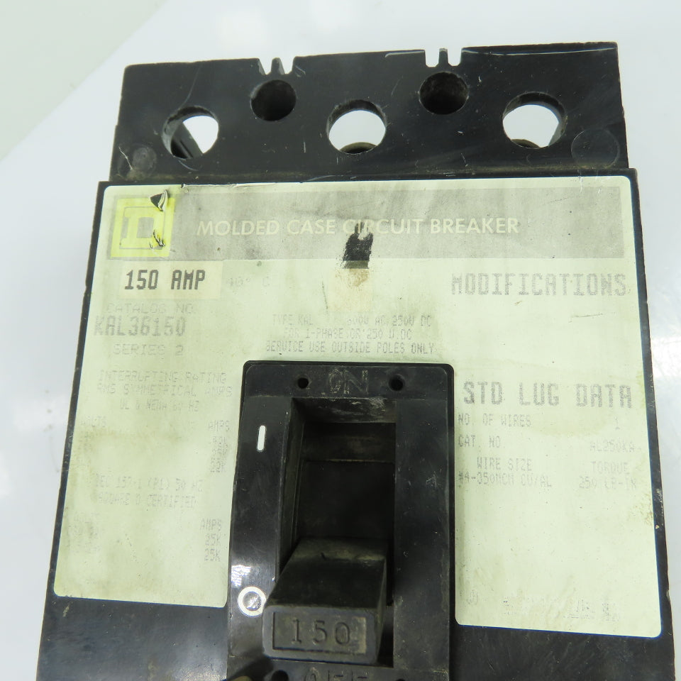 Square D KAL36150 150A 3-Pole Molded Case Circuit Breaker 600VAC