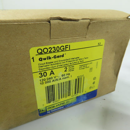 Square D QO230GFI 30A 2-Pole Ground Fault Circuit Breaker 120/240V NEW