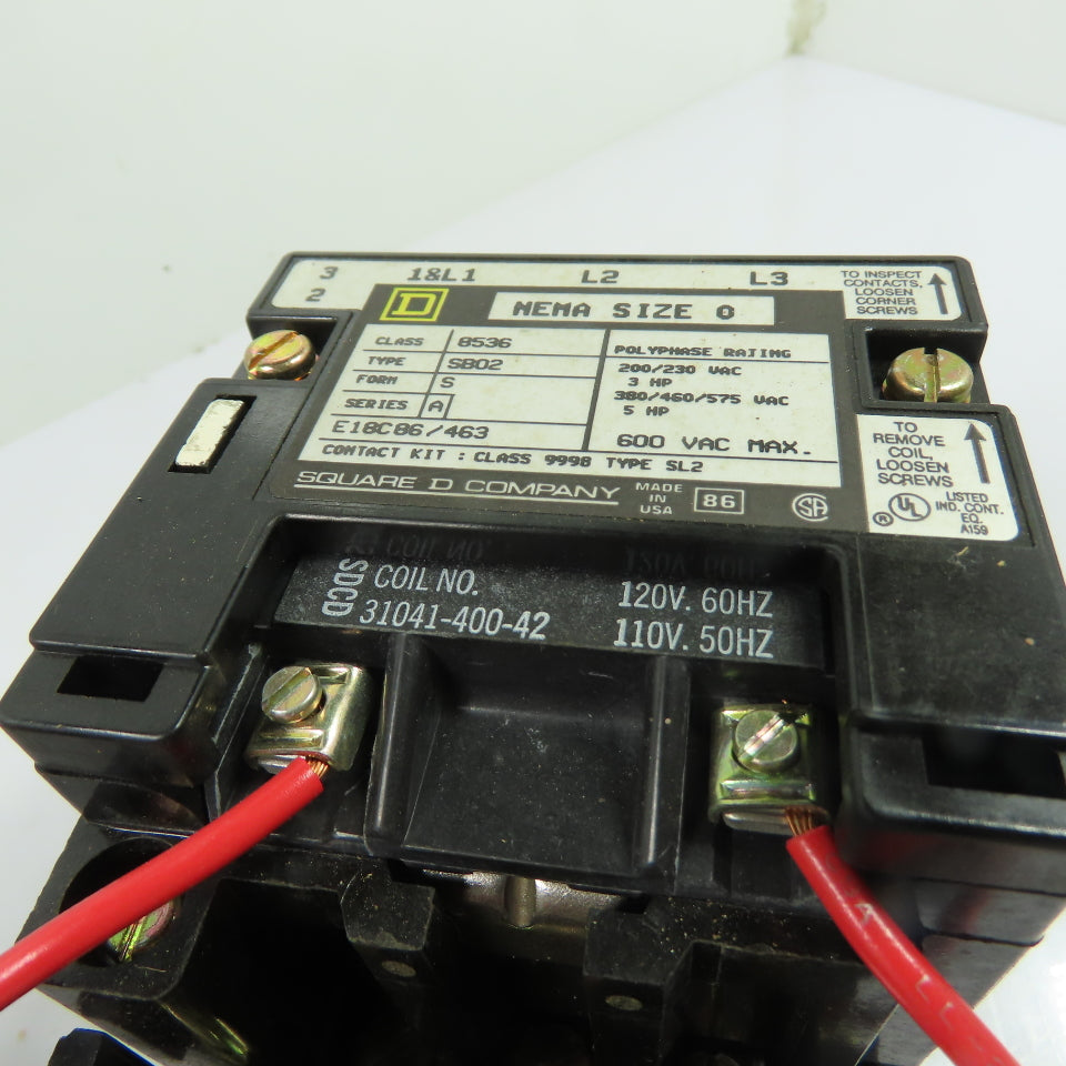 Square D 8536 SB02V02 NEMA Size 0 Magnetic Motor Starter 120V Coil NEW