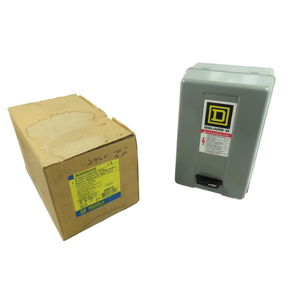 Square D 8536SBG2V03 3-Pole NEMA Size 0 AC Magnetic Motor Starter 240V Coil