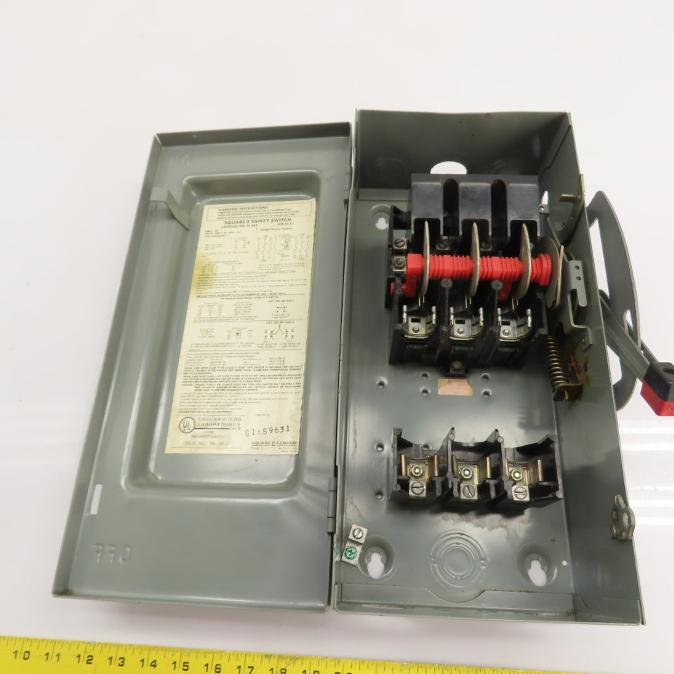 Square D H-362 60A Fusible Safety Disconnect Switch 600VAC 30HP 3-Pole