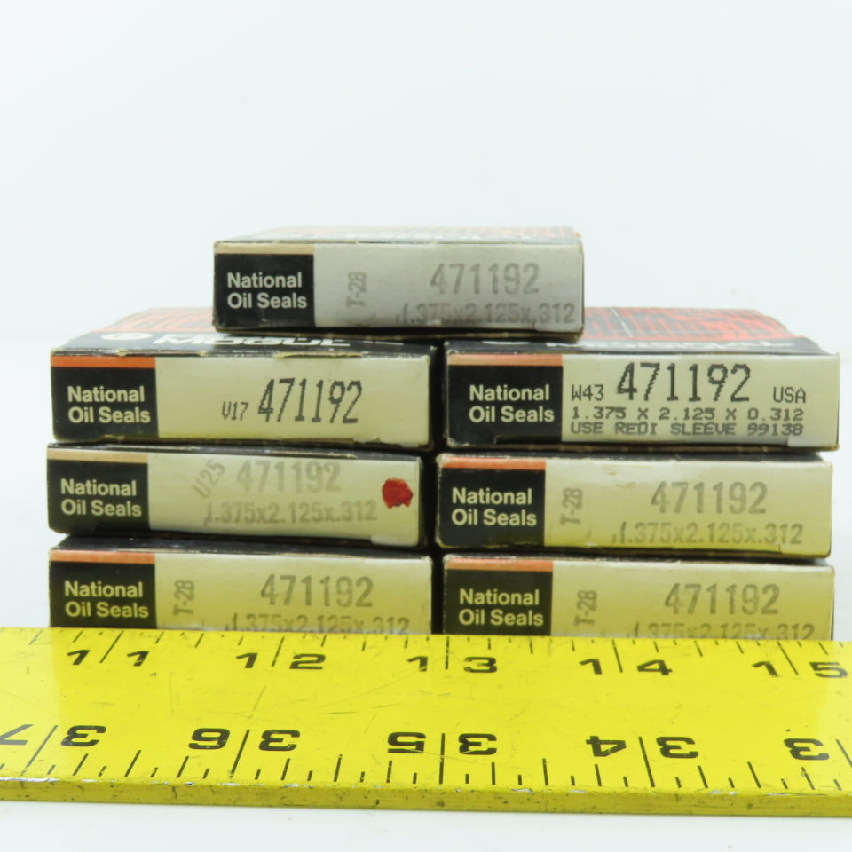 National 471192 Oil Seal 1.375" x 2.125" x .312" Lot Of 7
