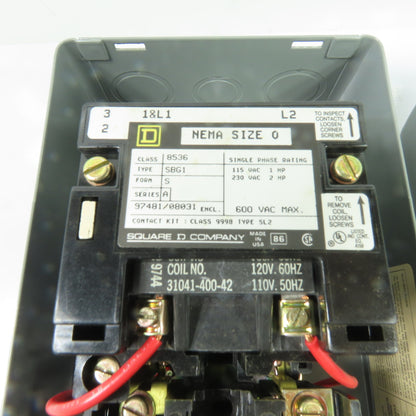 Square D 8536SBG1 NEMA Size 0 Magnetic Starter 115/230V NEW