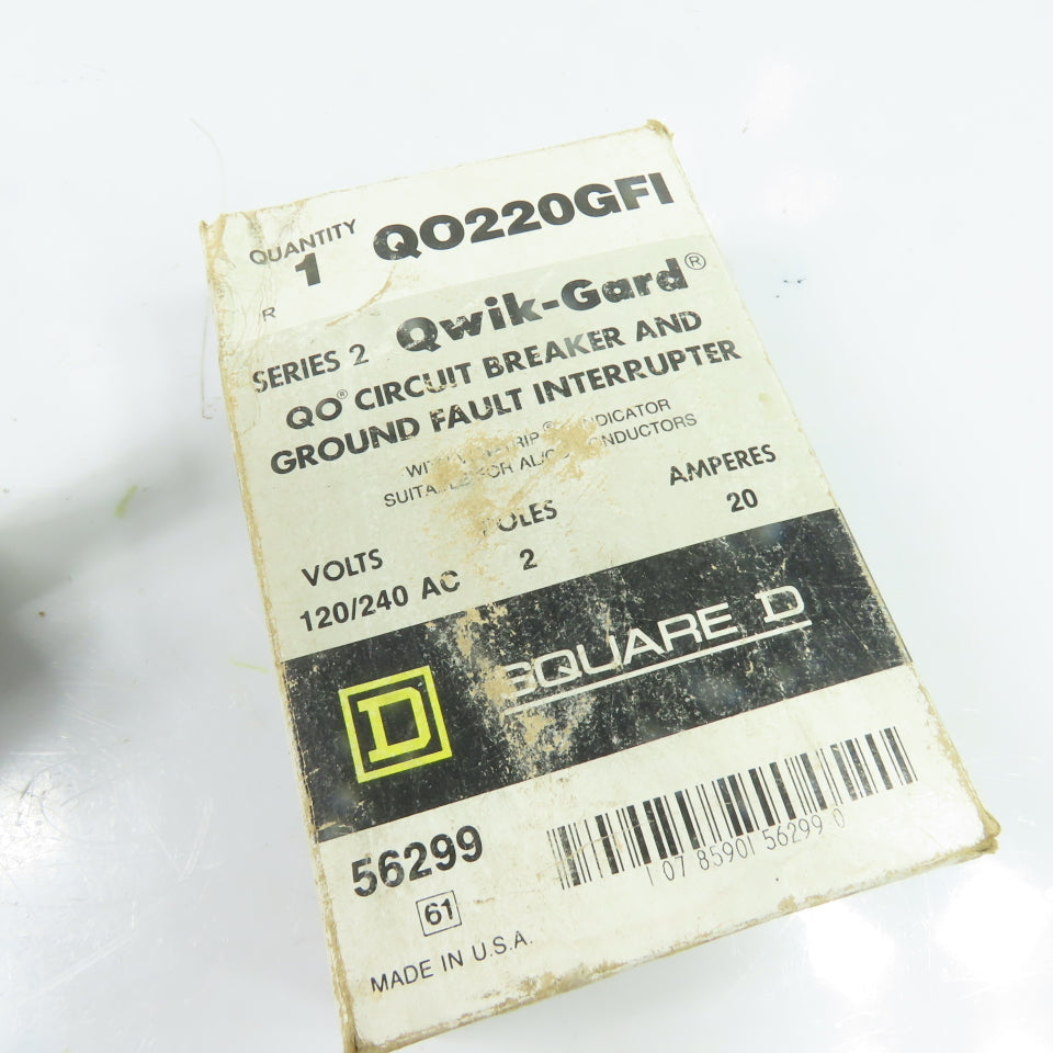 Square D QO220GFI 20A 2-Pole Ground Fault Circuit Breaker 120/240VAC NEW