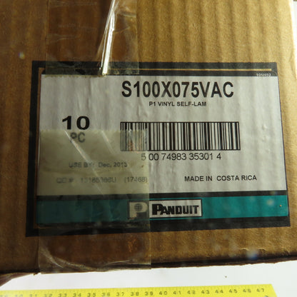 Panduit S100X075VAC Vinyl Self-Laminating Label Cassettes 1" x 0.75" Lot Of 10