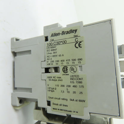 Allen-Bradley 100-C30*00 30A Contactor 120V W/ 193-EA1HC 12-37A Overload Relay