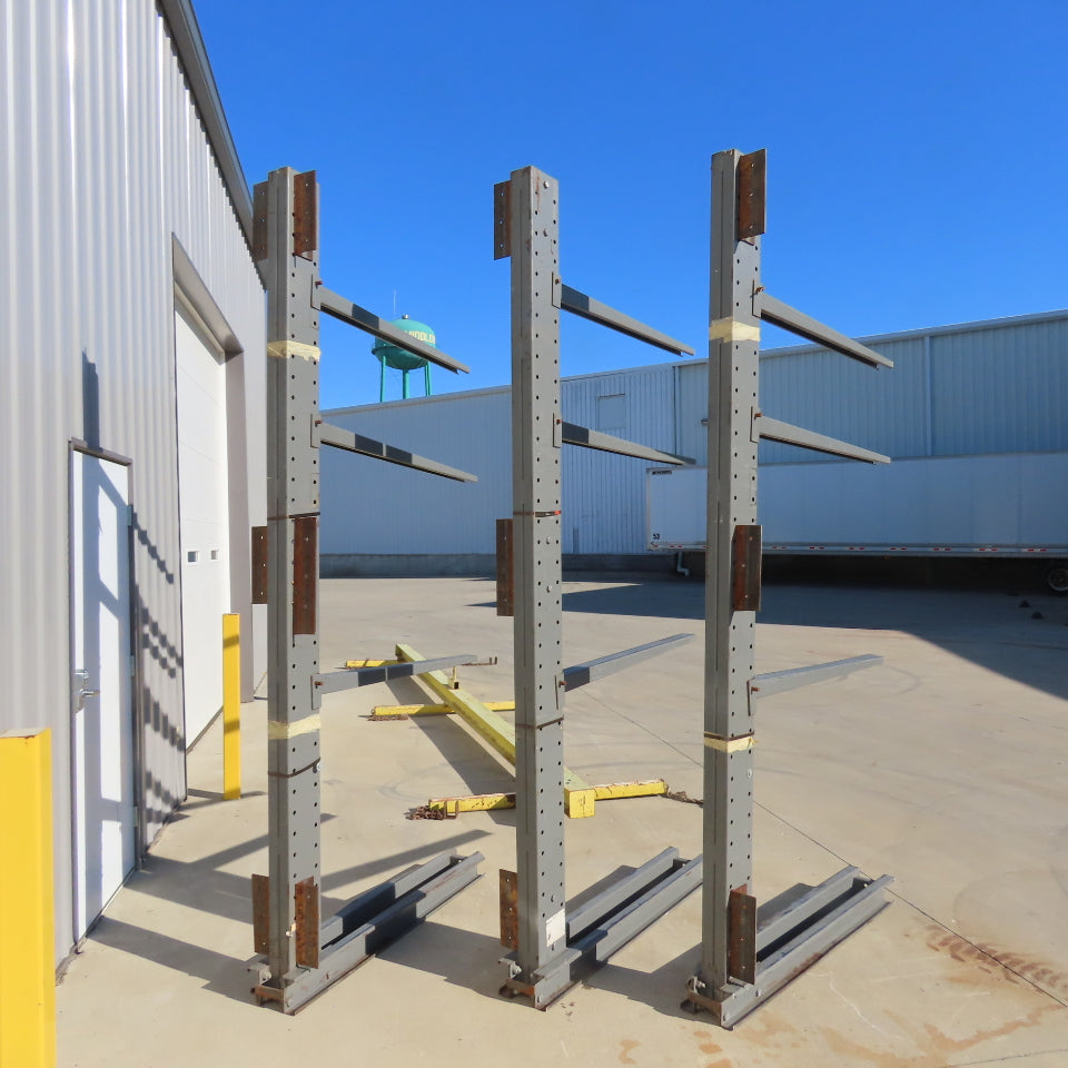 120" Tall x 48" Arm Length 3-Tier Cantilever Rack UprightsLot Of 3