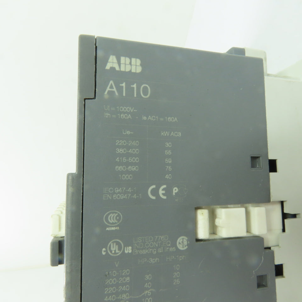 ABB A110-30 160A 3-Pole Magnetic Contactor 600V 110/120V Coil