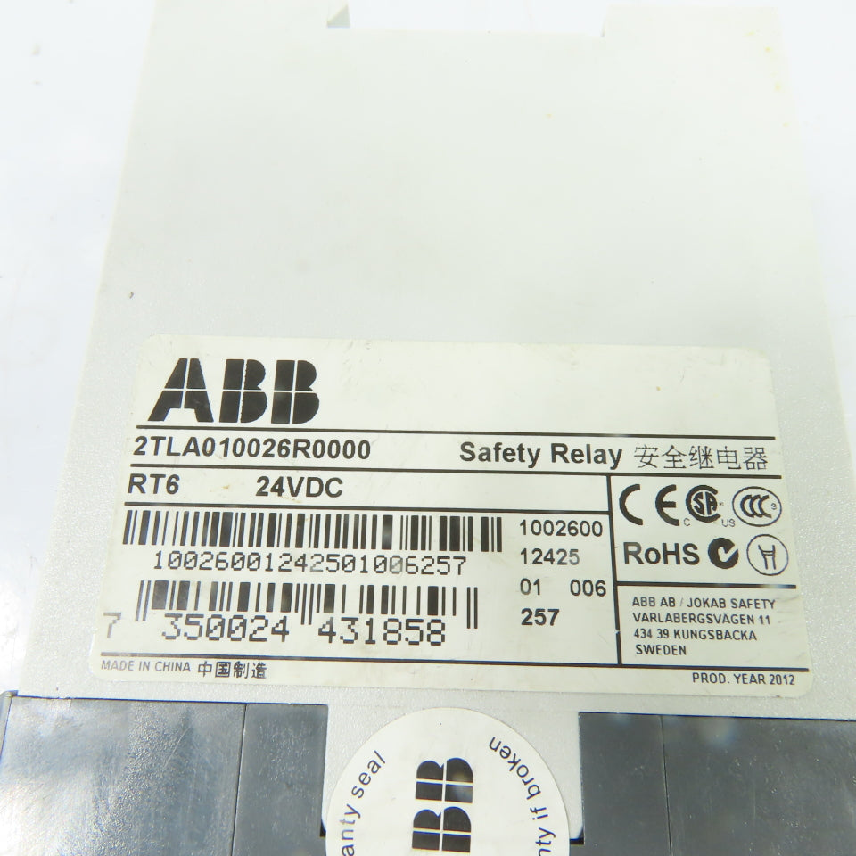 ABB RT6 2TLA010026R0000 24VDC Safety Relay 3NO-1NC