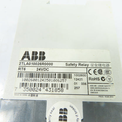 ABB RT6 2TLA010026R0000 24VDC Safety Relay 3NO-1NC