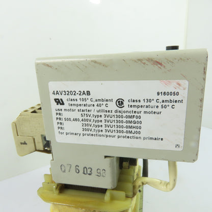 Siemens 9160050 4AV3202-2AB 3Ph Multi-Tap Transformer 200-575VAC Pri 24VDC Sec