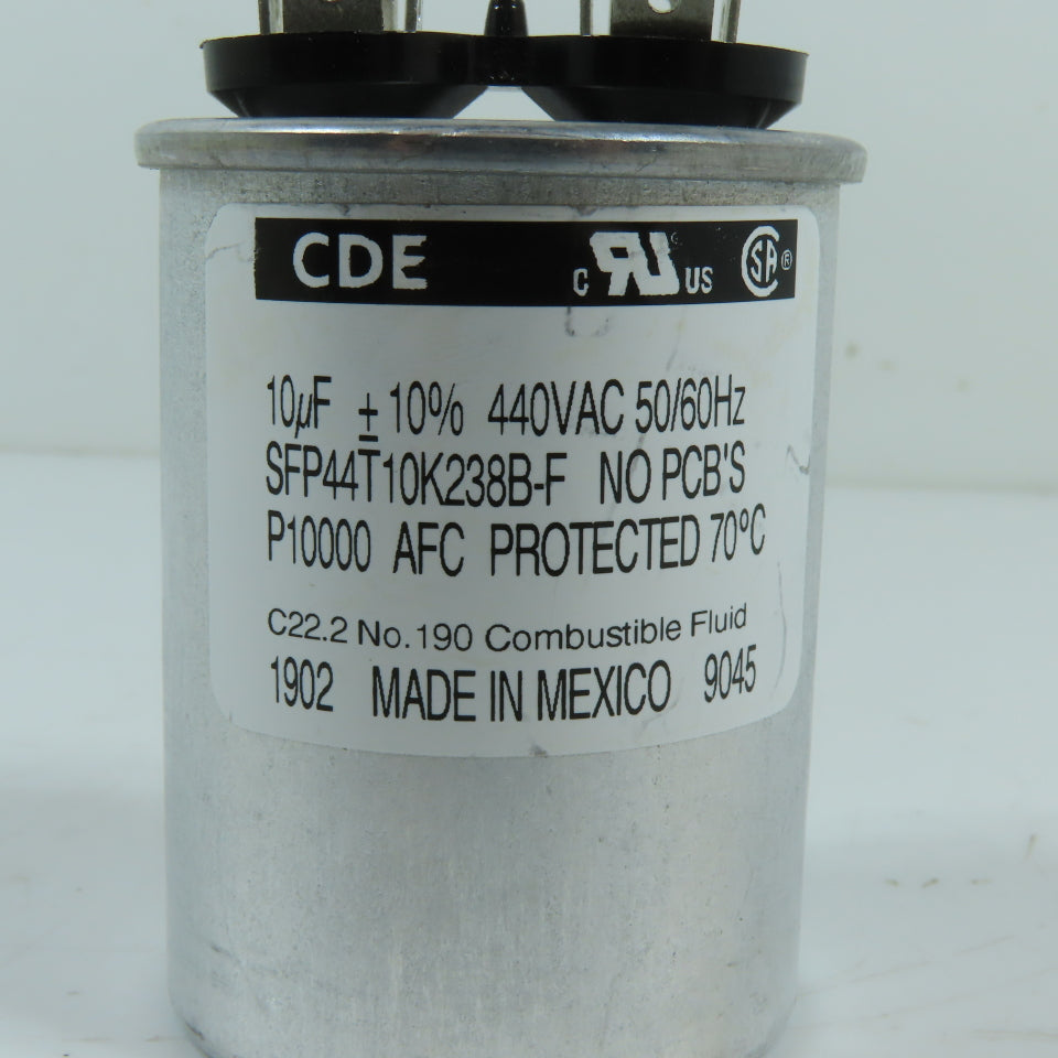 CDE SFP44T10K238B-F 10uF Motor Run Capacitor 440VAC 50/60Hz