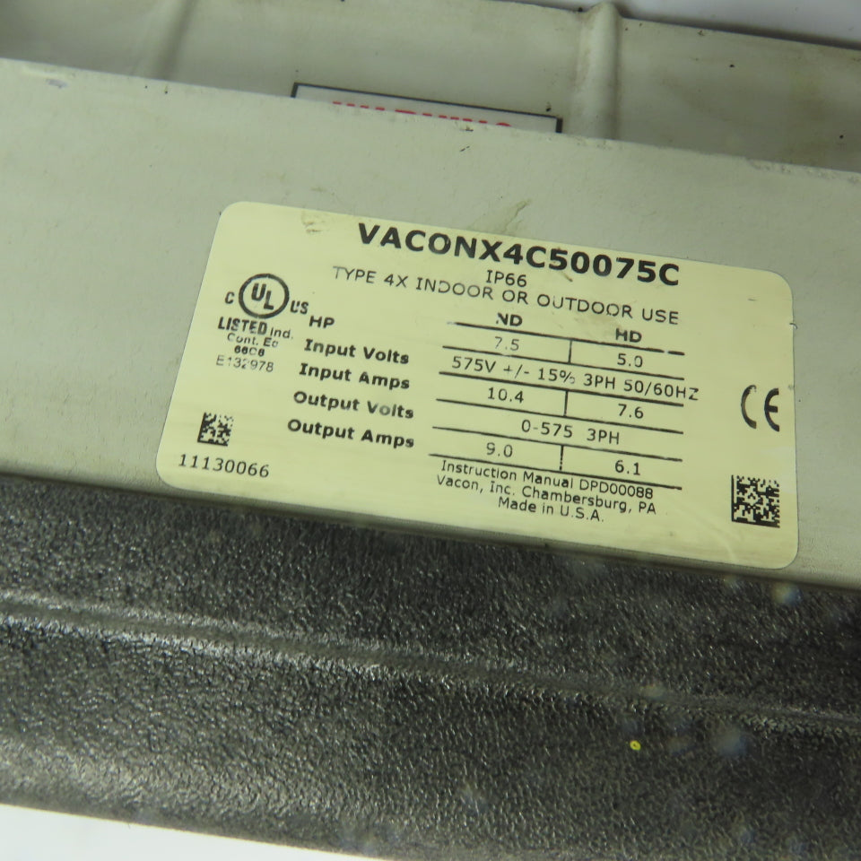 Vacon VACONX4C50075C 7.5HP X Series Variable Frequency Drive 575V 3Ph