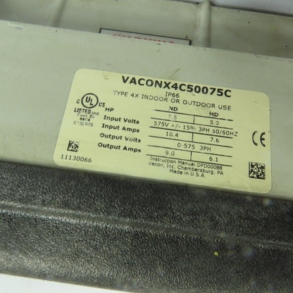 Vacon VACONX4C50075C 7.5HP X Series Variable Frequency Drive 575V 3Ph