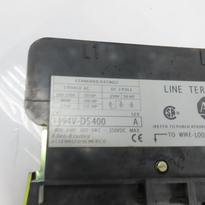 Allen-Bradley 1494V-DS400 400A 3-Pole Non-Fusible Safety Disconnect Switch600VAC