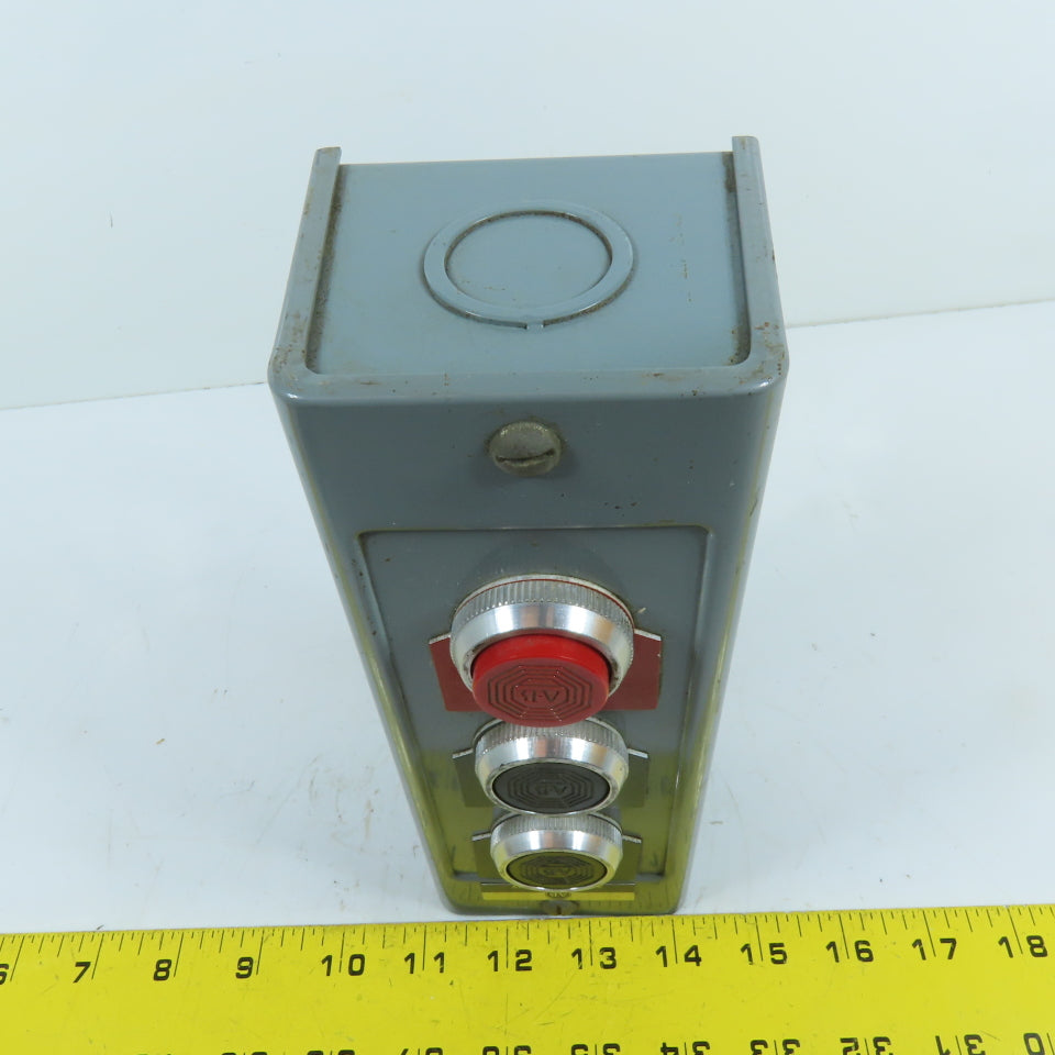 Allen-Bradley 800H-3HA 3-Position Forward/Reverse/Stop Pushbutton Station 600VAC
