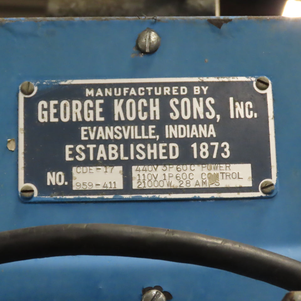 George Koch Sons CDE-17 Industrial Batch Curing Oven 440V 3Ph 36"x41"x61" Inside