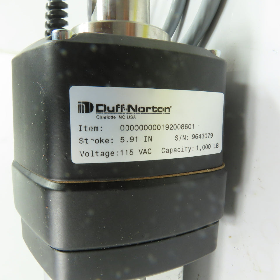 Duff-Norton D250L2-6 1000LB Electric Linear Actuator 115VAC 1Ph 5.91" Stroke
