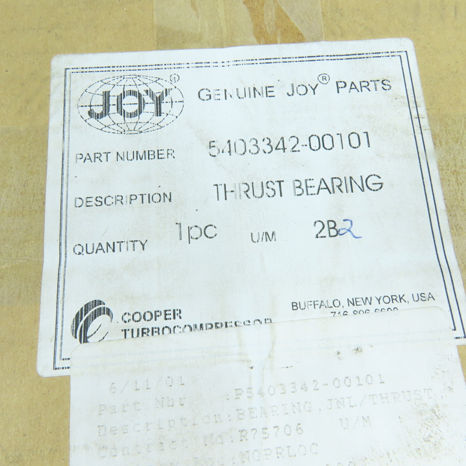 Joy 5403342-00101 Outboard Thrust Bearing Assembly CCW Turbocompressor