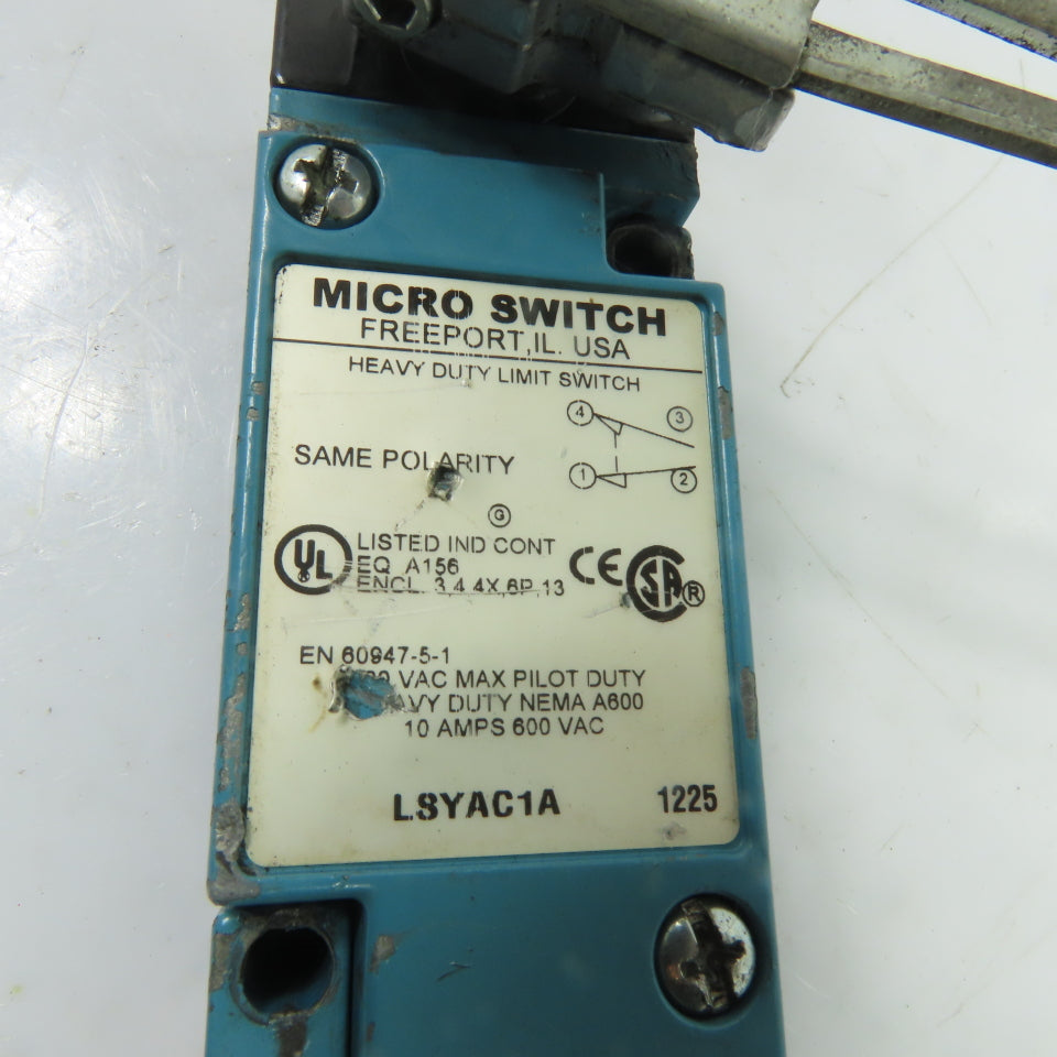 Micro Switch LSYAC1A 10A SPDT Roller Lever Limit Switch 600VAC