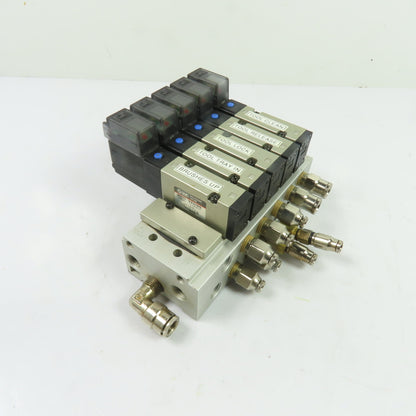 SMC VZ2150 5-Station Pneumatic Solenoid Valve Manifold Block 24VDC