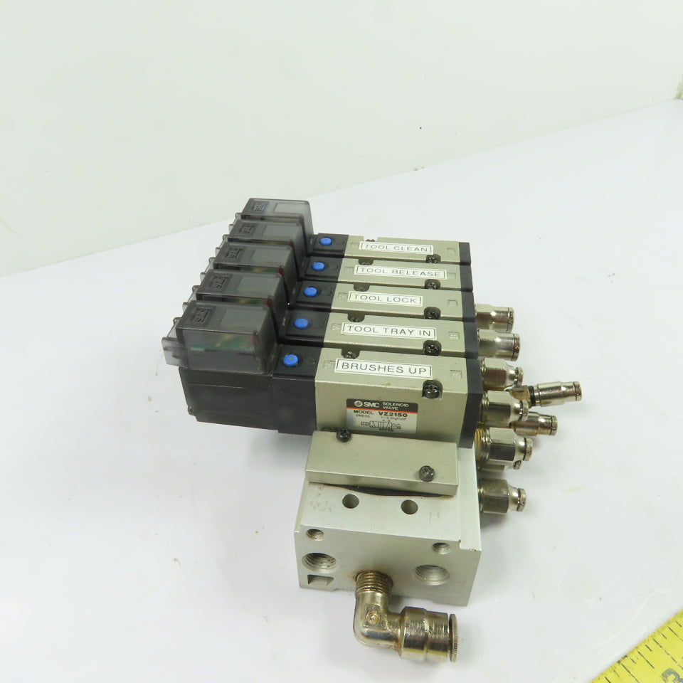 SMC VZ2150 5-Station Pneumatic Solenoid Valve Manifold Block 24VDC