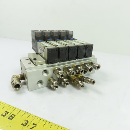 SMC VZ2150 5-Station Pneumatic Solenoid Valve Manifold Block 24VDC