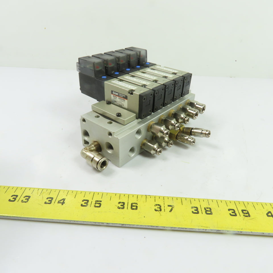 SMC VZ2150 5-Station Pneumatic Solenoid Valve Manifold Block 24VDC