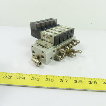 SMC VZ2150 5-Station Pneumatic Solenoid Valve Manifold Block 24VDC