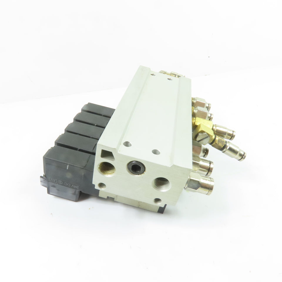 SMC VZ2150 5-Station Pneumatic Solenoid Valve Manifold Block 24VDC