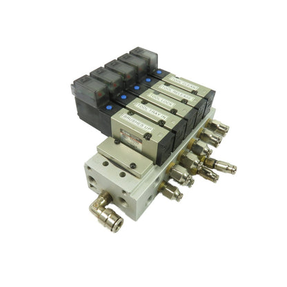 SMC VZ2150 5-Station Pneumatic Solenoid Valve Manifold Block 24VDC