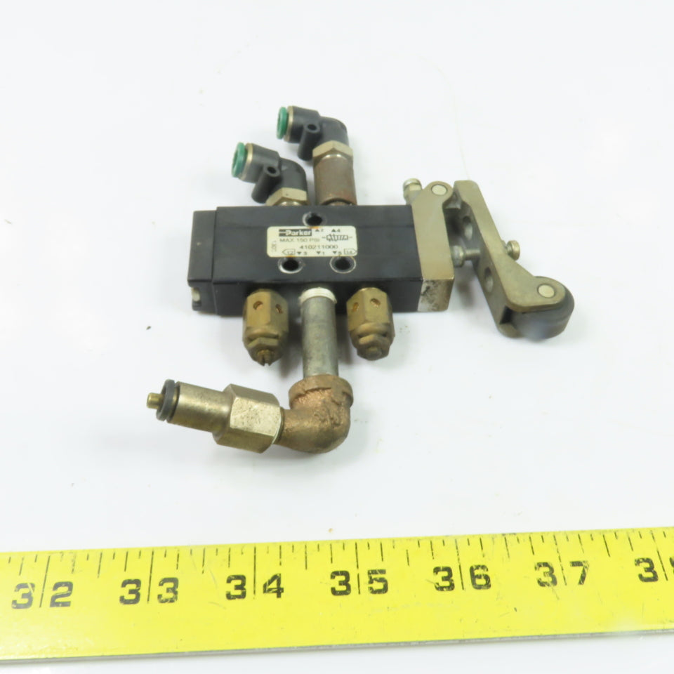 Parker 410211000 4-Way 2-Position Roller Lever Pneumatic Control Valve 150PSI