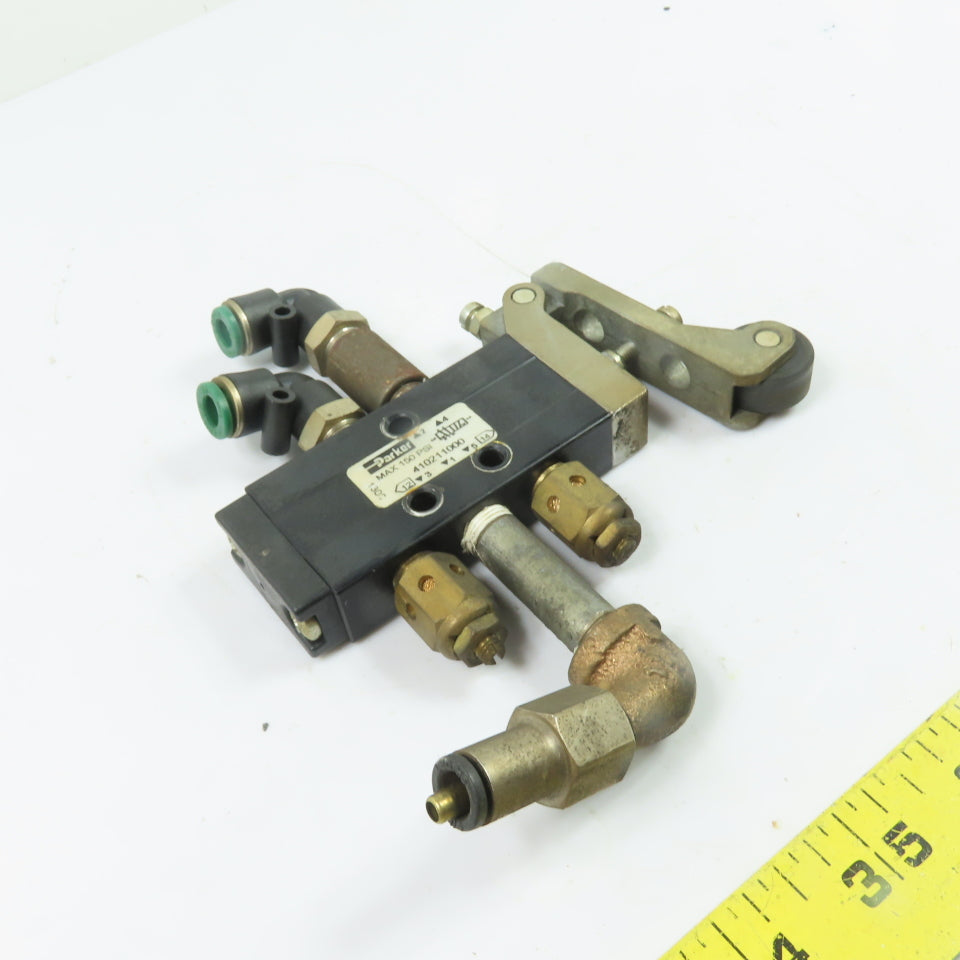 Parker 410211000 4-Way 2-Position Roller Lever Pneumatic Control Valve 150PSI