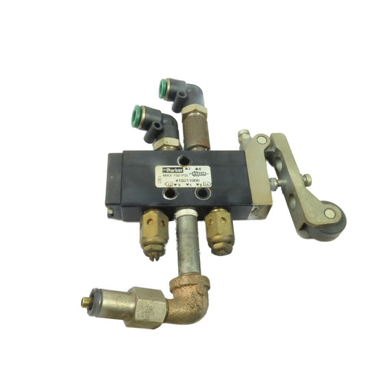 Parker 410211000 4-Way 2-Position Roller Lever Pneumatic Control Valve 150PSI