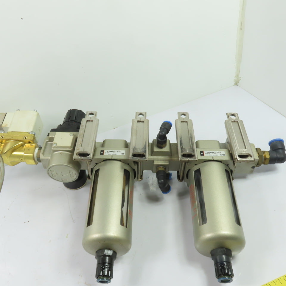 SMC AFD40-04D AFM40-04D Air Filter Regulator Combo W/ Solenoid Valve 24VDC