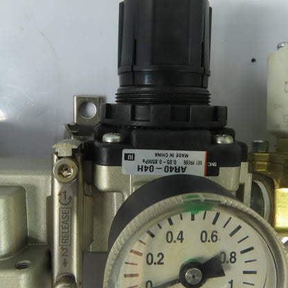 SMC AFD40-04D AFM40-04D Air Filter Regulator Combo W/ Solenoid Valve 24VDC