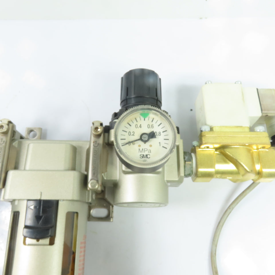 SMC AFD40-04D AFM40-04D Air Filter Regulator Combo W/ Solenoid Valve 24VDC