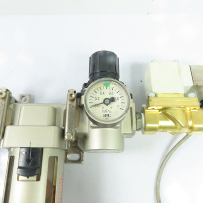 SMC AFD40-04D AFM40-04D Air Filter Regulator Combo W/ Solenoid Valve 24VDC