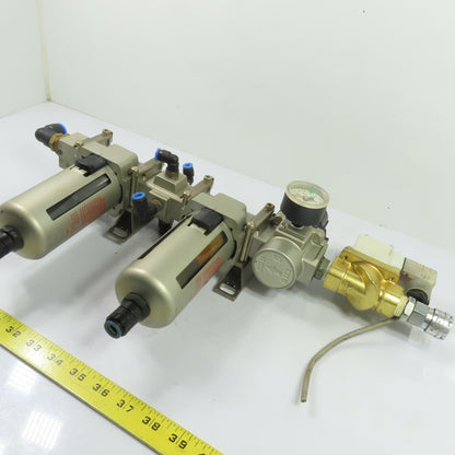 SMC AFD40-04D AFM40-04D Air Filter Regulator Combo W/ Solenoid Valve 24VDC
